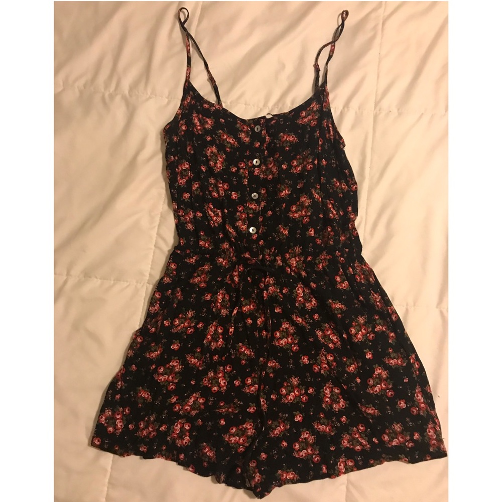 Black and Pink Rose Romper